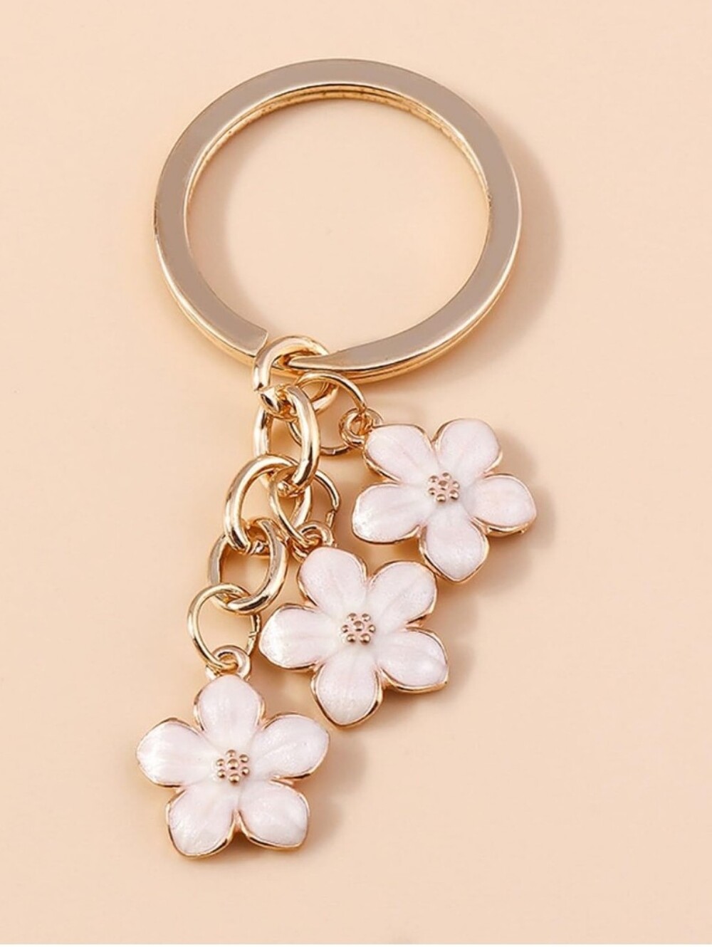 🆕 Floral Pink Enamel Keychain